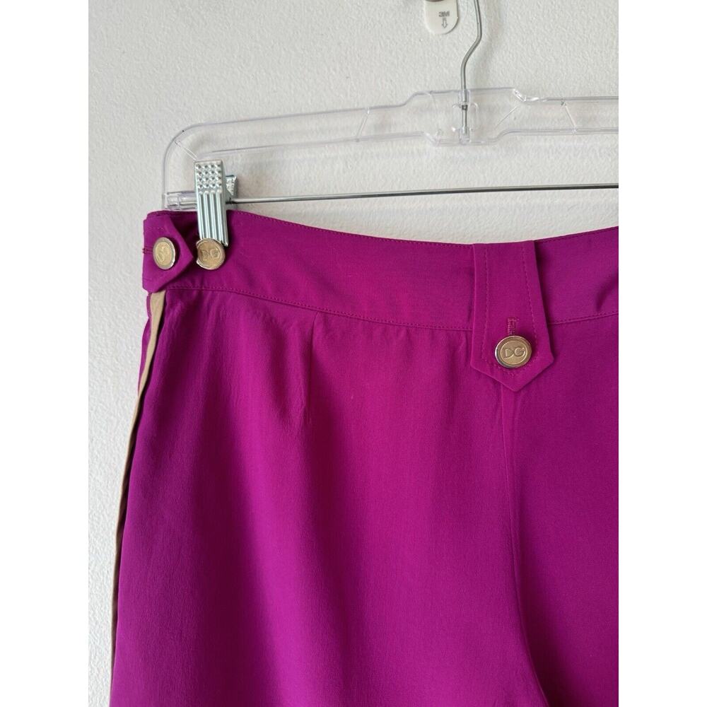 Dolce & Gabbana Purple Silk Beige Trim Logo Button Mid Rise Shorts Sz 42 / 6 - Picture 8 of 12
